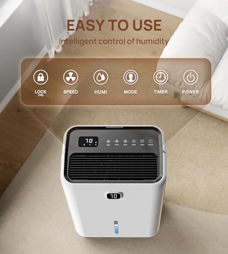 5,000 Sq. Ft Dehumidifier for Basement, 80 Pints VEAGASO Dehumidifiers for Home, Bathroom, Large Room, Closet, Bedroom, Dehumidifier with Drain Hose, Auto Shut Off, Auto Defrost, 5.2L Water Tank