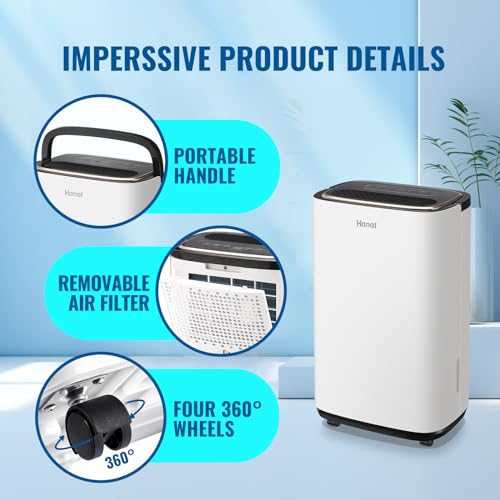 Dehumidifier for Basement 2500 Sq.Ft 30 Pint Small Home Dehumidifiers with Drain Hose for Medium to Large Room, Smart Humidity Control, Removable Air Filter, 2.2L Water Tank