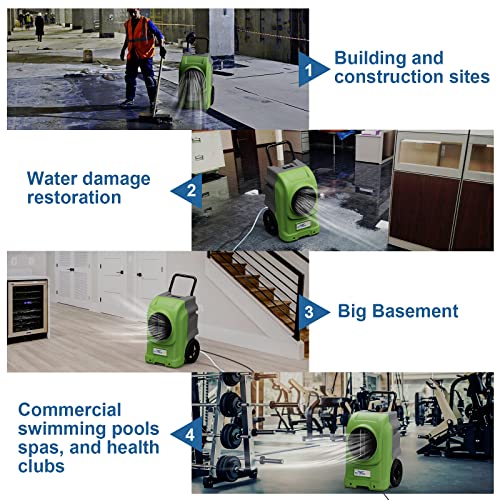 AlorAir 270 Pints Commercial Dehumidifiers Smart Wi-Fi with Pump, Up to 3,000 Sq.Ft Coverage for Large Room or Basements, Industrial Dehumidifier with Drain Hose, 5 Years Limited Warranty, Green