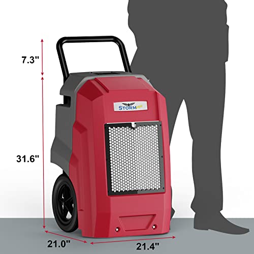 AlorAir 180 Pints Commercial Dehumidifier with Pump Drain Hose, Smart Wi-Fi Dehumidifier for Large Basement, Industrial or Commercial Space, Smart Wi-Fi, 5 Years Limited Warranty, Red