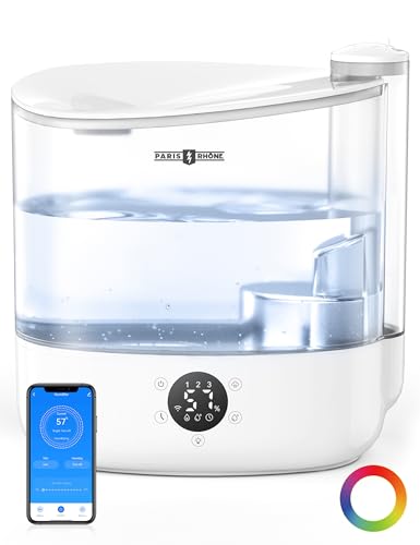 6L Smart Humidifiers for Bedroom Large Room Home, Cool Mist Humidifier, Top Fill Quiet Humidifier for Baby and Plants, App Control, Essential Oil Diffuser Nightlight, 753ft² Coverage, White
