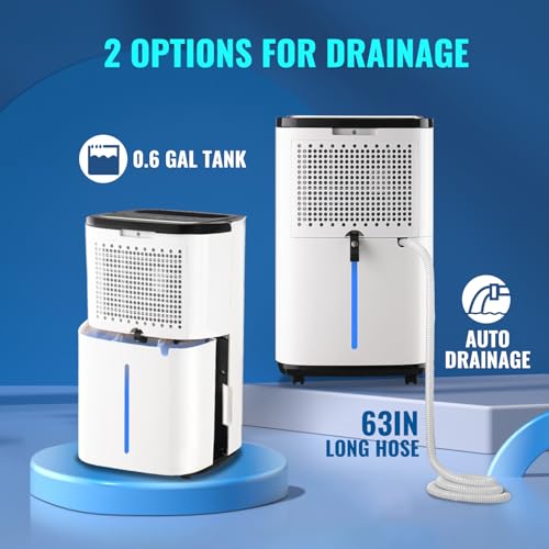 Dehumidifier for Basement 2500 Sq.Ft 30 Pint Small Home Dehumidifiers with Drain Hose for Medium to Large Room, Smart Humidity Control, Removable Air Filter, 2.2L Water Tank