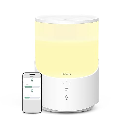 Pharata Smart Humidifiers for bedroom, 2.5L Cool Mist Essential Oil Diffuser, Top fill humidifier for Baby & Plant, Quiet Operation, for Home and Large Room, White