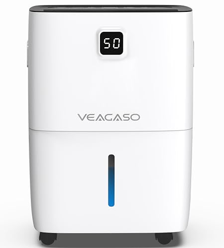 5500 Sq. Ft Dehumidifier for Basement with Drain Hose, VEAGASO 80 Pints Dehumidifiers for Home Large Room Bathroom with Water Tank, Intelligent Humidity Control, Auto Defrost, 24H Timer, Child Lock