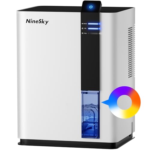 NineSky Dehumidifier, 98 OZ Dehumidifier for Home, (800 sq. ft.) Dehumidifiers for Bathroom, Bedroom with Auto Shut Off, 5 Colors LED Light(H2 White)