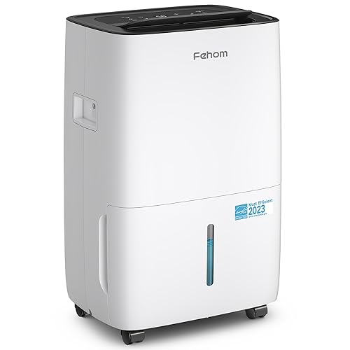 Fehom 120 Pints Dehumidifier Most Efficient Energy Star - 6,000 Sq. Ft. Dehumidifier for Basement with Drain Hose and 1.06 Gal Water Tank, Smart Dehumidifiers for Home, Large Rooms(JD025L-120)
