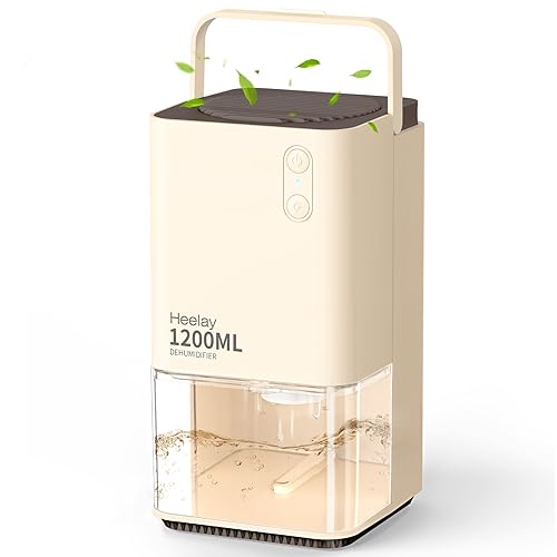 Heelay Dehumidifiers for Home Damp, 320 sq. ft Smart Electric Dehumidifier 40 OZ with Auto Shut off/35dB Ultra Quiet/7 Colorful Lights/Portable Handle for Closets RV Bedroom Bathroom Camper Bacement