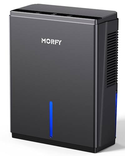 Dehumidifier, MORFY Dehumidifiers for Home for Room, 74 OZ Small Dehumidifier for Bedroom, Bathroom, RV, Closet, Dual-Semiconductor Quiet Dehumidifier with Drain Hose, 7 Colors LED Auto Shut Off