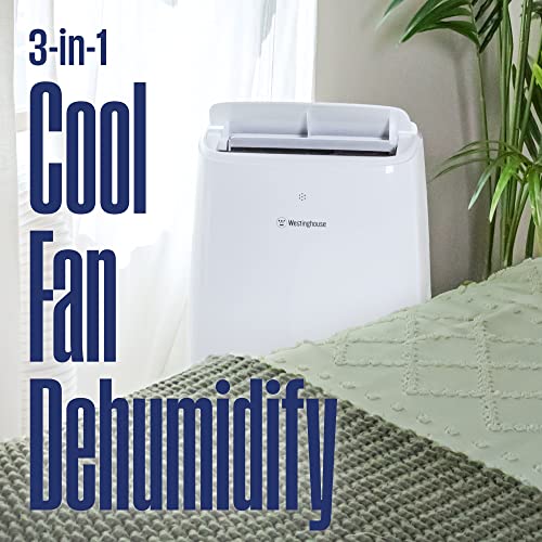 Westinghouse 14,000 BTU Air Conditioner Portable For Rooms Up To 700 Square Feet, Portable AC with Home Dehumidifier, Smart App, 3-Speed Fan, Programmable Timer, Remote Control, Window Kit, White
