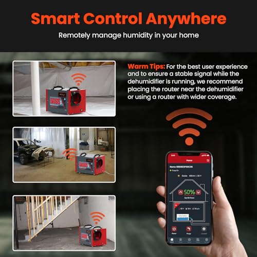 Abestorm Crawl Space Dehumidifier, Guardian SNS65 120Pint Wi-Fi APP Controls Commercial Dehumidifier with Drain Hose for Basement, Auto Defrosting Crawlspace Dehumidifier