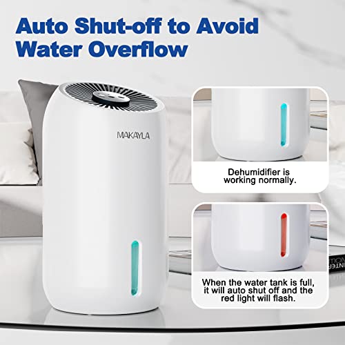 Dehumidifier for Room under 550 sq ft, 56 oz Large Capacity Water Tank, 2 Working Modes/Auto Shut-off, Dual-Semiconductor Quiet Small Dehumidifiers for Home, Bedroom, Basement, Bathroom, Kitchen, RV