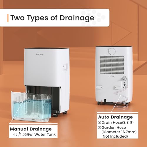 Fehom 120 Pints Dehumidifier Most Efficient Energy Star - 6,000 Sq. Ft. Dehumidifier for Basement with Drain Hose and 1.06 Gal Water Tank, Smart Dehumidifiers for Home, Large Rooms(JD025L-120)