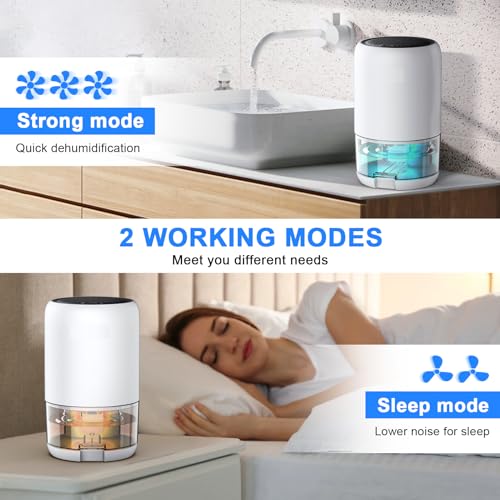 PLUSCENT Dehumidifiers for Home Bathroom Bedroom, 35OZ Dehumidifier for Small Room 280 sq.ft with Auto Shut Off, 2 Modes and 7 Colors LED Light Mini Dehumidifiers for Closet Desktop Office RV