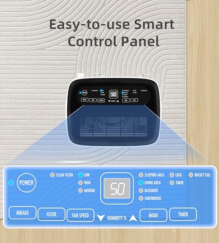 5500 Sq. Ft Dehumidifier for Basement with Drain Hose, VEAGASO 80 Pints Dehumidifiers for Home Large Room Bathroom with Water Tank, Intelligent Humidity Control, Auto Defrost, 24H Timer, Child Lock