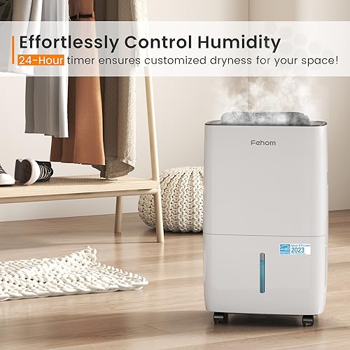 Fehom 120 Pints Dehumidifier Most Efficient Energy Star - 6,000 Sq. Ft. Dehumidifier for Basement with Drain Hose and 1.06 Gal Water Tank, Smart Dehumidifiers for Home, Large Rooms(JD025L-120)