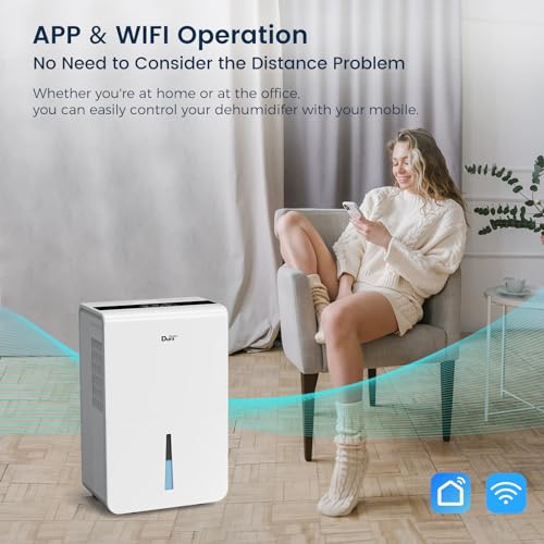 Dehumidifiers with Pump/Hose for Basements 50 Pint (70 Pint 2012 DOE) Energy Star Certified Dehumidifiers with WIFI for 4500 Sq.Ft Large Room,Dehumidifiers for Home,white