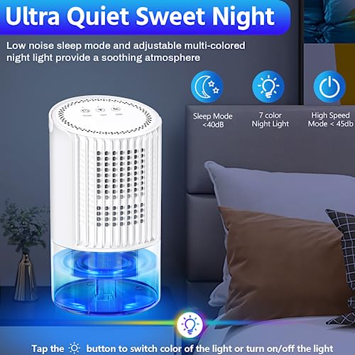 Dehumidifiers for Home - 35oz Bathroom Dehumidifier Portable Small Dehumidifier with Auto Defrost Function,2 Working Modes,Smart Auto-Off,Ultra Quiet for Bedroom,Basement,Room,Wardrobe,Kitchen - White