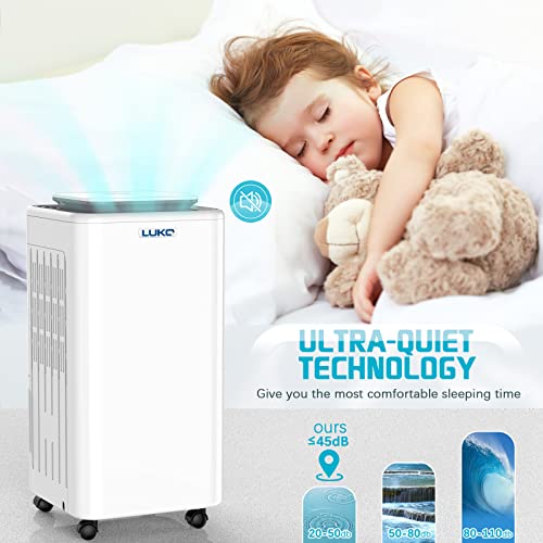 LUKO 2000 Sq. Ft Dehumidifiers for Large Room and Basements, 30 Pints Dehumidifier with Drain Hose, Auto or Manual Drainage, 0.528 Gallon Water Tank, Auto Defrost, Dry Clothes Function, 24H Timer