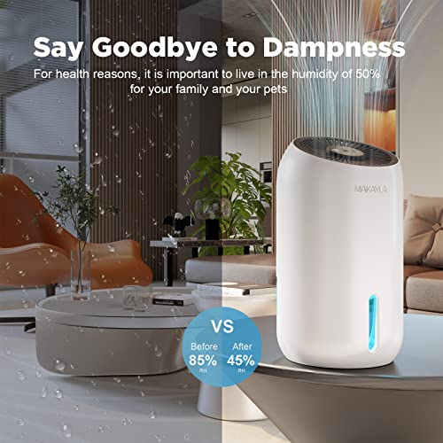 Dehumidifier for Room under 550 sq ft, 56 oz Large Capacity Water Tank, 2 Working Modes/Auto Shut-off, Dual-Semiconductor Quiet Small Dehumidifiers for Home, Bedroom, Basement, Bathroom, Kitchen, RV
