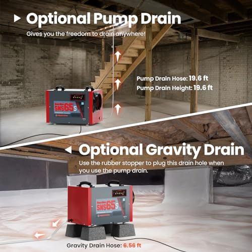 Abestorm Crawl Space Dehumidifier, Guardian SNS65 120Pint Wi-Fi APP Controls Commercial Dehumidifier with Drain Hose for Basement, Auto Defrosting Crawlspace Dehumidifier