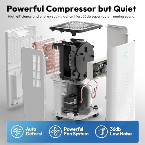 2000 Sq.ft Dehumidifier for Basement, LUKO 30 Pint Dehumidifier with Drain Hose for Continuous Drainage, Intelligent Humidity Control Panel and 24H Timer, 3 Modes, Child Lock, Auto Defrost