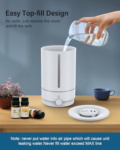Marnetstone Humidifiers for Bedroom, 5L Top Fill Cool Mist Humidifiers with Oil Diffuser, Ultrasonic Humidifiers for Large Room, Home, Nursery, Office, Plants, 360° Nozzle
