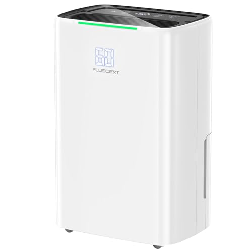 5000 Sq.ft Dehumidifier for Basement, PLUSCENT 52 Pints Quiet Dehumidifiers with Drain Hose for Home Large Room Bedroom, Smart Humidity Control & Monitor, 4 Operation Modes, 24H Timer, Auto Defrost