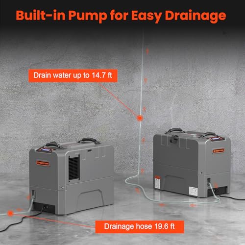 Abestorm 180 PPD Smart WiFi Commercial Dehumidifiers with Pump, LGR Dehumidifier for Crawl Space, Basement, Large Space, Industrial Dehumidifier for Large Room or Warehouse, Auto Defrosting
