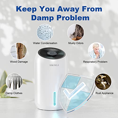 Dehumidifier for Room under 550 sq ft, 56 oz Large Capacity Water Tank, 2 Working Modes/Auto Shut-off, Dual-Semiconductor Quiet Small Dehumidifiers for Home, Bedroom, Basement, Bathroom, Kitchen, RV