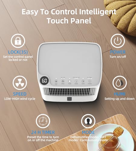 VEAGASO 2500 Sq. Ft Dehumidifier for Basement, 34 Pint Dehumidifiers For Home, Large Room, Auto Drain or Manual Drainage, Digital Control Panel, Auto Defrost, 24H Timer, Child Lock