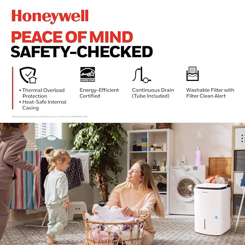 Honeywell 4000 Sq. Ft. Energy Star Smart Dehumidifier for Home Basements & Large Rooms, with WiFi, Alexa Voice Control and Anti-Spill Design - 50 Pint (Previously 70 Pint)