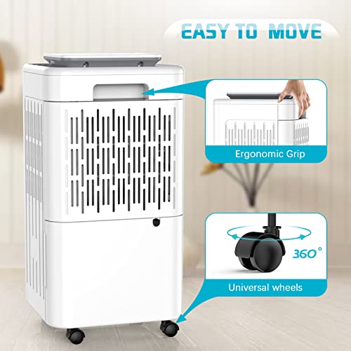 LUKO 2000 Sq. Ft Dehumidifiers for Large Room and Basements, 30 Pints Dehumidifier with Drain Hose, Auto or Manual Drainage, 0.528 Gallon Water Tank, Auto Defrost, Dry Clothes Function, 24H Timer
