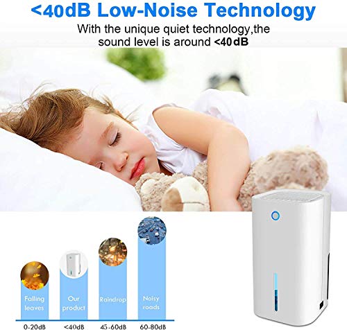Small Quiet Dehumidifiers 30oz 850ml Portable Electric Dehumidifier with Smart Features Auto-Off for Damp Home, Room, Bedroom, Bathroom Wardrobe, Basement, Office