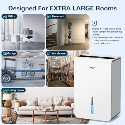 Dehumidifiers with Pump/Hose for Basements 50 Pint (70 Pint 2012 DOE) Energy Star Certified Dehumidifiers with WIFI for 4500 Sq.Ft Large Room,Dehumidifiers for Home,white