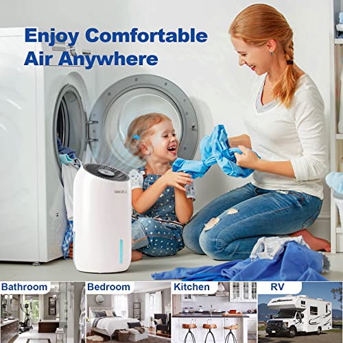 Dehumidifier for Room under 550 sq ft, 56 oz Large Capacity Water Tank, 2 Working Modes/Auto Shut-off, Dual-Semiconductor Quiet Small Dehumidifiers for Home, Bedroom, Basement, Bathroom, Kitchen, RV
