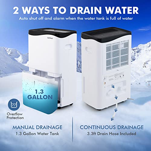 COSTWAY 5500 Sq. Ft Dehumidifier for Basement & Large Room, 100 Pint Dehumidifier with Smart App & Alexa Voice Control, 4 Modes, 2 Speeds, 24H Timer, Low Noise Home Dehumidifier with Drain Hose