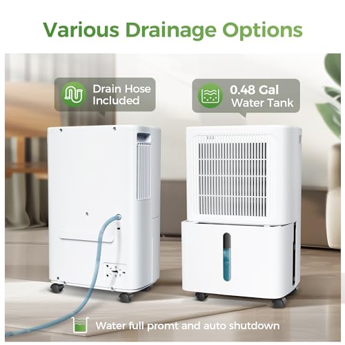 WATTSMART 2,500 Sq Ft Home Dehumidifier with Drain Hose, 55 OZ Water Tank, 24 Hr Timer, 50 Pints High Efficiency Compressor for Basements, Bedrooms, Bathrooms and Laundry Rooms