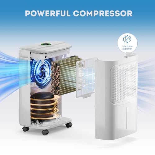Dehumidifier for Basement 2500 Sq.Ft, 31 Pints Dehumidifiers for Home Large Room with Drain Hose for Bathroom, 2L Water Tank, Dry Clothes Mode, Intelligent Humidity Control with Timer Auto Shut Off