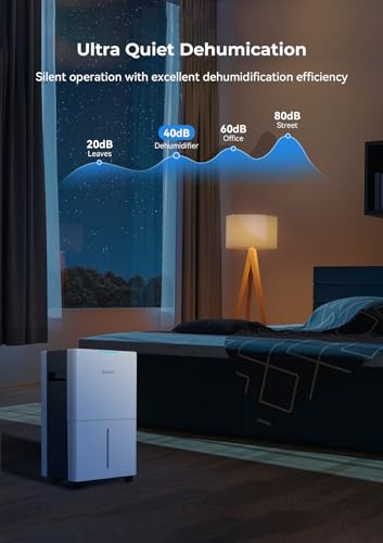 1500 Sq.ft Dehumidifier for Basement and Bedroom, Aiusevo 22 Pint Dehumidifiers for Home, Auto and Manual Drainage, Intelligent Humidity Control, 3 Operation Modes, Ideal for Room, Bathroom, RV