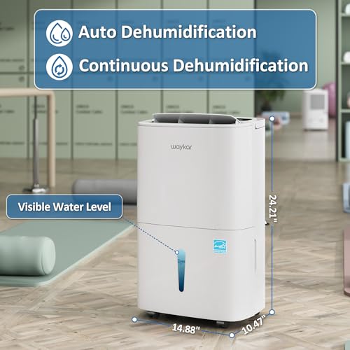 Waykar 150 Pints Energy Star Dehumidifier with Pump for Spaces up to 7,000 Sq. Ft at Commercial and Industrial Large Room, Warehouse, Home, Basement, Bedroom with Drain Hose, Auto Defrost, Self-Drying