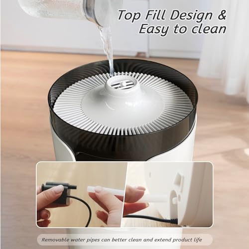 LACIDOLL Humidifiers for Home Large Room Wholehouse Humidifier 2000 sq. ft 4.2 Gal 16L Floor Humidifier 360° Nozzles Cool Mist Ultrasonic Humidifier Output Top Fill Tower Humidifier for Home Office