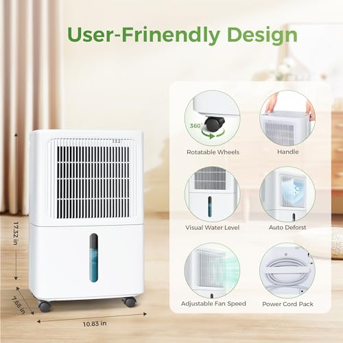 WATTSMART 2,500 Sq Ft Home Dehumidifier with Drain Hose, 55 OZ Water Tank, 24 Hr Timer, 50 Pints High Efficiency Compressor for Basements, Bedrooms, Bathrooms and Laundry Rooms