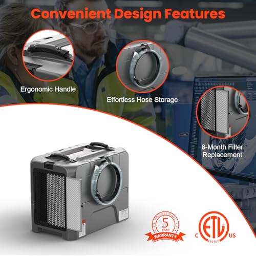 Abestorm 180 PPD Smart WiFi Commercial Dehumidifiers with Pump, LGR Dehumidifier for Crawl Space, Basement, Large Space, Industrial Dehumidifier for Large Room or Warehouse, Auto Defrosting