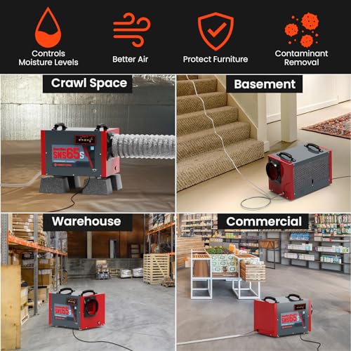 Abestorm Crawl Space Dehumidifier, Guardian SNS65 120Pint Wi-Fi APP Controls Commercial Dehumidifier with Drain Hose for Basement, Auto Defrosting Crawlspace Dehumidifier