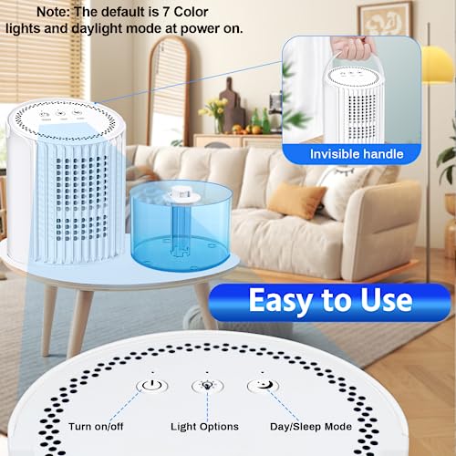 Dehumidifiers for Home - 35oz Bathroom Dehumidifier Portable Small Dehumidifier with Auto Defrost Function,2 Working Modes,Smart Auto-Off,Ultra Quiet for Bedroom,Basement,Room,Wardrobe,Kitchen - White