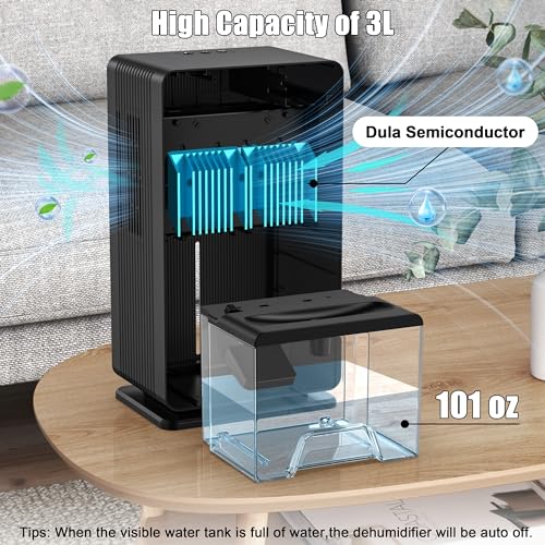 Dehumidifier,101 OZ Dehumidifiers for Bathroom Bedroom,Basement, Bathroom, RV, Closet, Bedroom with Auto Shut Off, Sleep Mode,7 Colors LED Light, Quiet Dehumidifiers for Home (850 sq. ft)