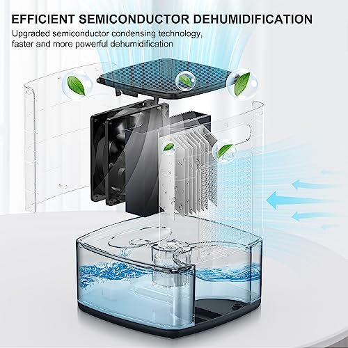 Dehumidifiers for Home 30 OZ Water Tank with Auto-Off, Portable Small ToLife Dehumidifier for Bedroom, Room, Bathroom,RV, Closet 500 sq.ft,7 Colors LED Light,White & Black