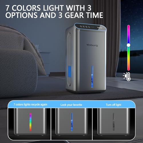 Dehumidifier for Home, 85 OZ Water Tank, (800 sq.ft.) Small Dehumidifier with Drain Hose for Bathroom Bedroom with Auto Shut Off, Timer, 7 Colors LED (Sliver Grey)