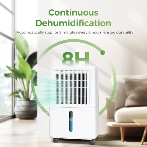 WATTSMART 2,500 Sq Ft Home Dehumidifier with Drain Hose, 55 OZ Water Tank, 24 Hr Timer, 50 Pints High Efficiency Compressor for Basements, Bedrooms, Bathrooms and Laundry Rooms
