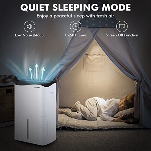 COSTWAY 5500 Sq. Ft Dehumidifier for Basement & Large Room, 100 Pint Dehumidifier with Smart App & Alexa Voice Control, 4 Modes, 2 Speeds, 24H Timer, Low Noise Home Dehumidifier with Drain Hose